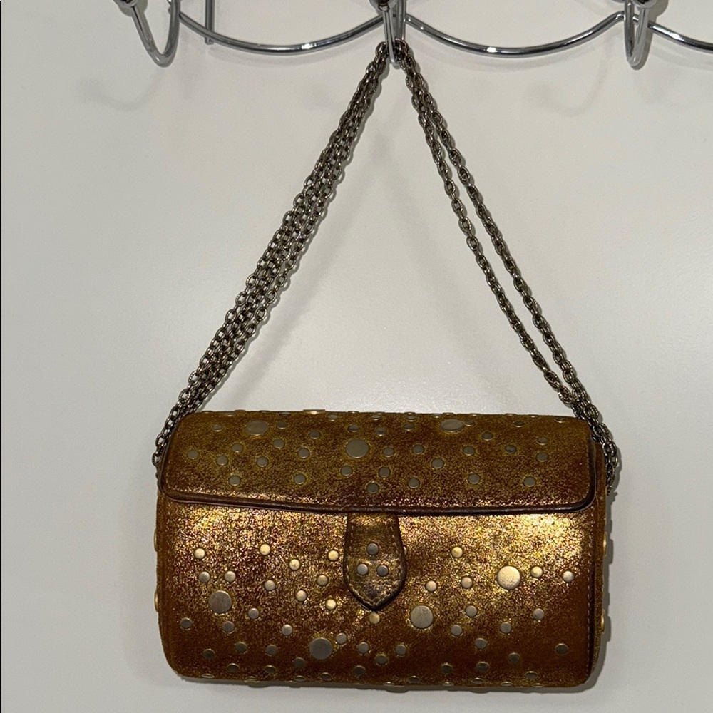 Moo Roo Gold Clutch with Sparkling Accents